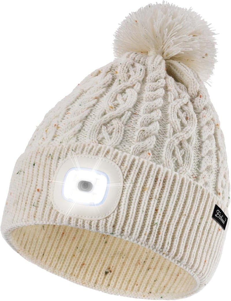 Etsfmoa Store Unisex Winter Beanie with The Light,Gifts for Men and Women,USB Rechargeable Headlamp Hat - Image 1